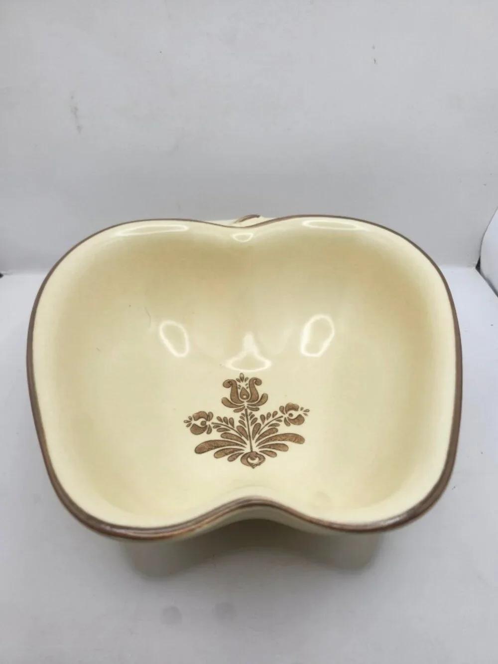 Vintage Pfaltzgraff China Apple Shaped Serving Bowl in Village Pattern